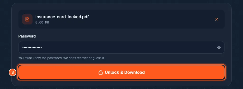 The orange Unlock and Download button circled with the number 3.